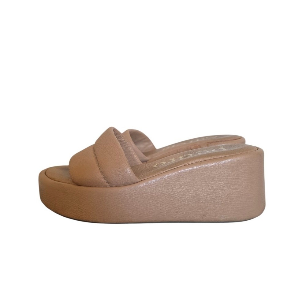 Pedro Garcia Platform Tan Beige Boho Cottage Chuncky‎ Leather Sandals sz 9-9.5